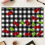 Cherries plaid pattern  Cosmetic Bag (XXXL)  Back