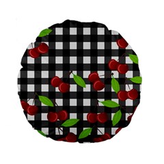 Cherries Plaid Pattern  Standard 15  Premium Round Cushions by Valentinaart