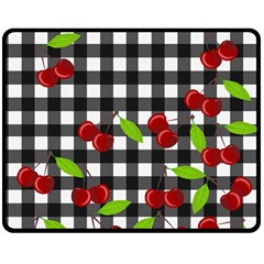 Cherries Plaid Pattern  Double Sided Fleece Blanket (medium)  by Valentinaart