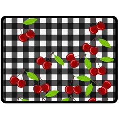 Cherries Plaid Pattern  Double Sided Fleece Blanket (large)  by Valentinaart