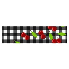 Cherries Plaid Pattern  Satin Scarf (oblong) by Valentinaart