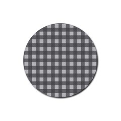 Gray Plaid Pattern Rubber Coaster (round)  by Valentinaart