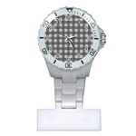 Gray plaid pattern Plastic Nurses Watch Front