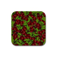 Cherry Jammy Pattern Rubber Square Coaster (4 Pack)  by Valentinaart