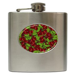 Cherry Jammy Pattern Hip Flask (6 Oz) by Valentinaart