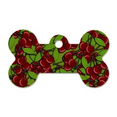 Cherry Jammy Pattern Dog Tag Bone (two Sides) by Valentinaart