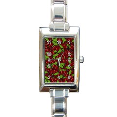 Cherry Pattern Rectangle Italian Charm Watch by Valentinaart