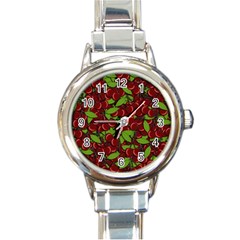 Cherry Pattern Round Italian Charm Watch by Valentinaart