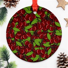 Cherry Pattern Ornament (round) by Valentinaart