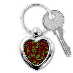 Cherry Pattern Key Chains (heart)  by Valentinaart