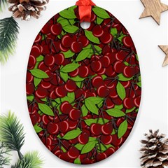 Cherry Pattern Oval Ornament (two Sides) by Valentinaart