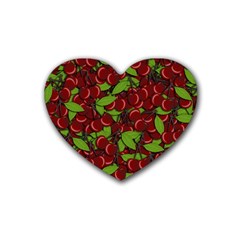 Cherry Pattern Rubber Coaster (heart)  by Valentinaart