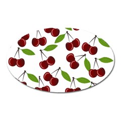 Cherry Pattern Oval Magnet by Valentinaart