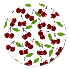 Cherry Pattern Magnet 5  (round) by Valentinaart