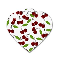 Cherry Pattern Dog Tag Heart (two Sides) by Valentinaart