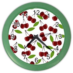 Cherry Pattern Color Wall Clocks by Valentinaart