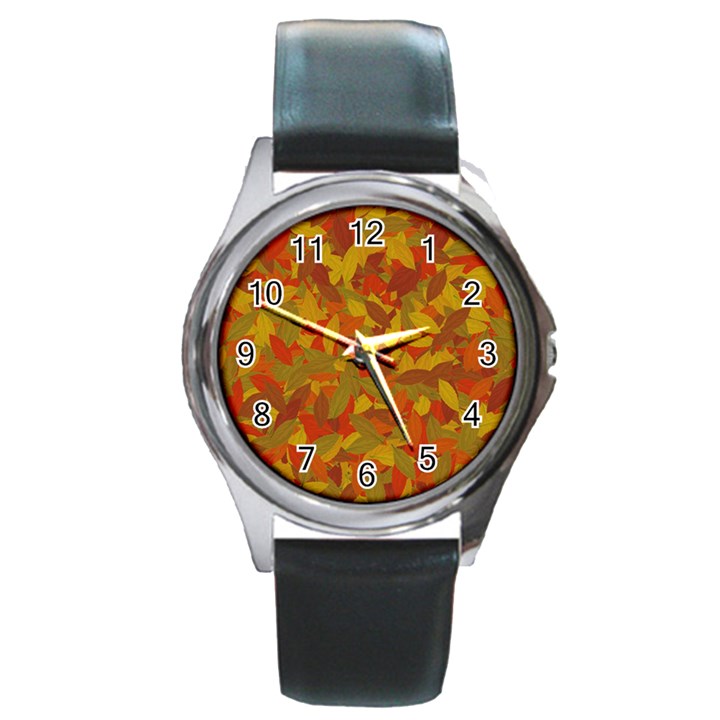 Orange autumn Round Metal Watch