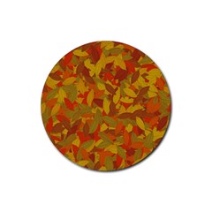 Orange Autumn Rubber Coaster (round)  by Valentinaart