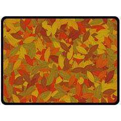 Orange Autumn Fleece Blanket (large)  by Valentinaart