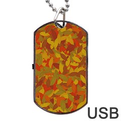 Orange Autumn Dog Tag Usb Flash (two Sides) by Valentinaart