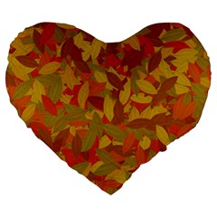 Orange Autumn Large 19  Premium Heart Shape Cushions by Valentinaart