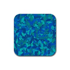 Blue Autumn Rubber Coaster (square)  by Valentinaart