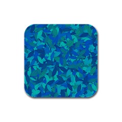 Blue Autumn Rubber Square Coaster (4 Pack)  by Valentinaart