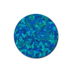 Blue Autumn Rubber Coaster (round)  by Valentinaart