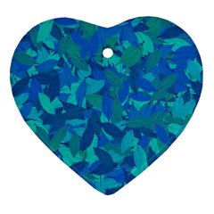 Blue Autumn Heart Ornament (two Sides) by Valentinaart