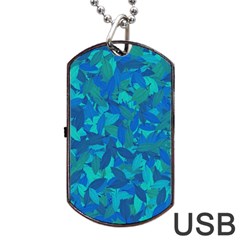 Blue Autumn Dog Tag Usb Flash (two Sides) by Valentinaart