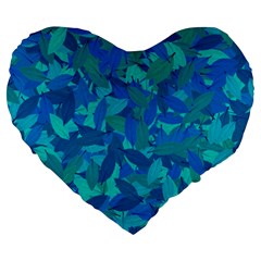 Blue Autumn Large 19  Premium Heart Shape Cushions by Valentinaart