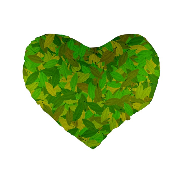 Green autumn Standard 16  Premium Heart Shape Cushions