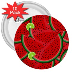 Watermelon Slices 3  Buttons (10 Pack)  by Valentinaart