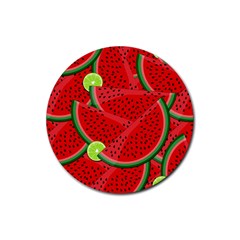 Watermelon Slices Rubber Round Coaster (4 Pack)  by Valentinaart