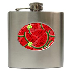 Watermelon Slices Hip Flask (6 Oz) by Valentinaart