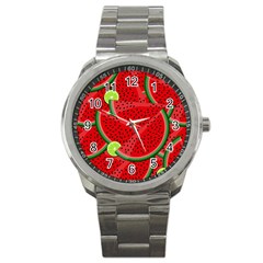 Watermelon Slices Sport Metal Watch by Valentinaart