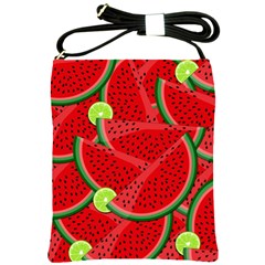 Watermelon Slices Shoulder Sling Bags by Valentinaart