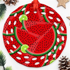 Watermelon Slices Ornament (round Filigree) by Valentinaart