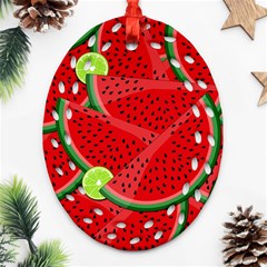 Watermelon Slices Ornament (oval Filigree) by Valentinaart