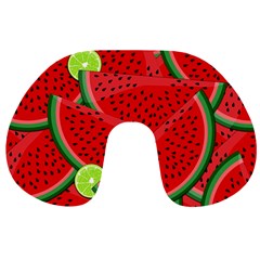 Watermelon Slices Travel Neck Pillows by Valentinaart