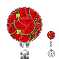 Watermelon Slices Stainless Steel Nurses Watch by Valentinaart