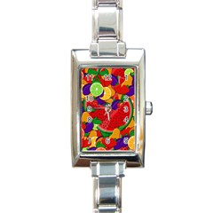 Summer Fruits Rectangle Italian Charm Watch by Valentinaart