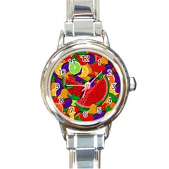 Summer Fruits Round Italian Charm Watch by Valentinaart