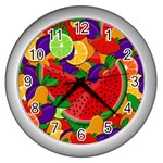 Summer fruits Wall Clocks (Silver)  Front