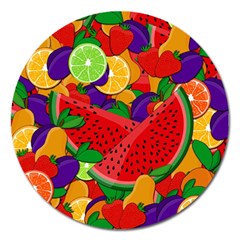 Summer Fruits Magnet 5  (round) by Valentinaart