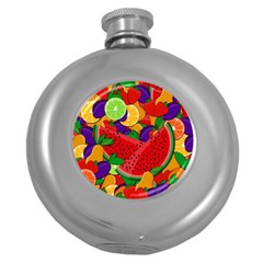 Summer Fruits Round Hip Flask (5 Oz) by Valentinaart