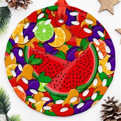 Summer Fruits Round Filigree Ornament (two Sides) by Valentinaart