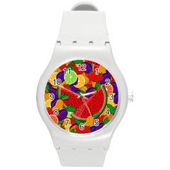 Summer Fruits Round Plastic Sport Watch (m) by Valentinaart