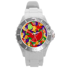 Summer Fruits Round Plastic Sport Watch (l) by Valentinaart