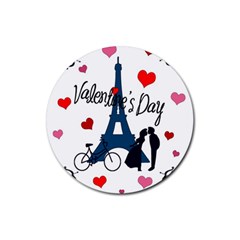 Valentine s Day - Paris Rubber Round Coaster (4 Pack)  by Valentinaart